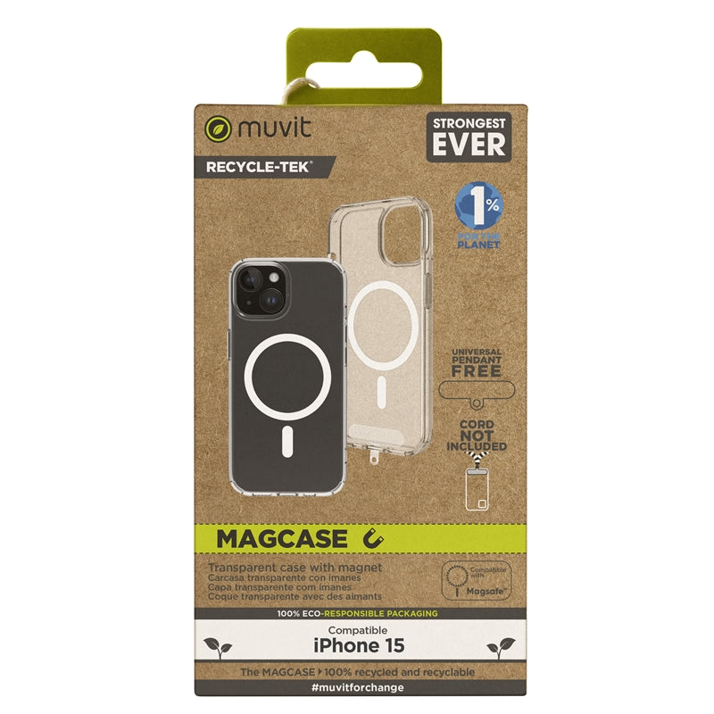 Funda Muvit Recycletek Magsafe Transparente para iPhone 15