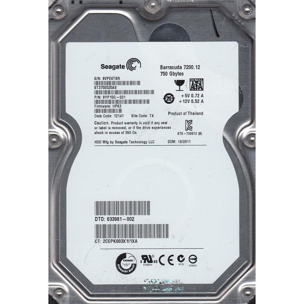 Disco Duro Seagate Barracuda 750GB SATA 3,5″ 7200RPM ST3750525AS Usado