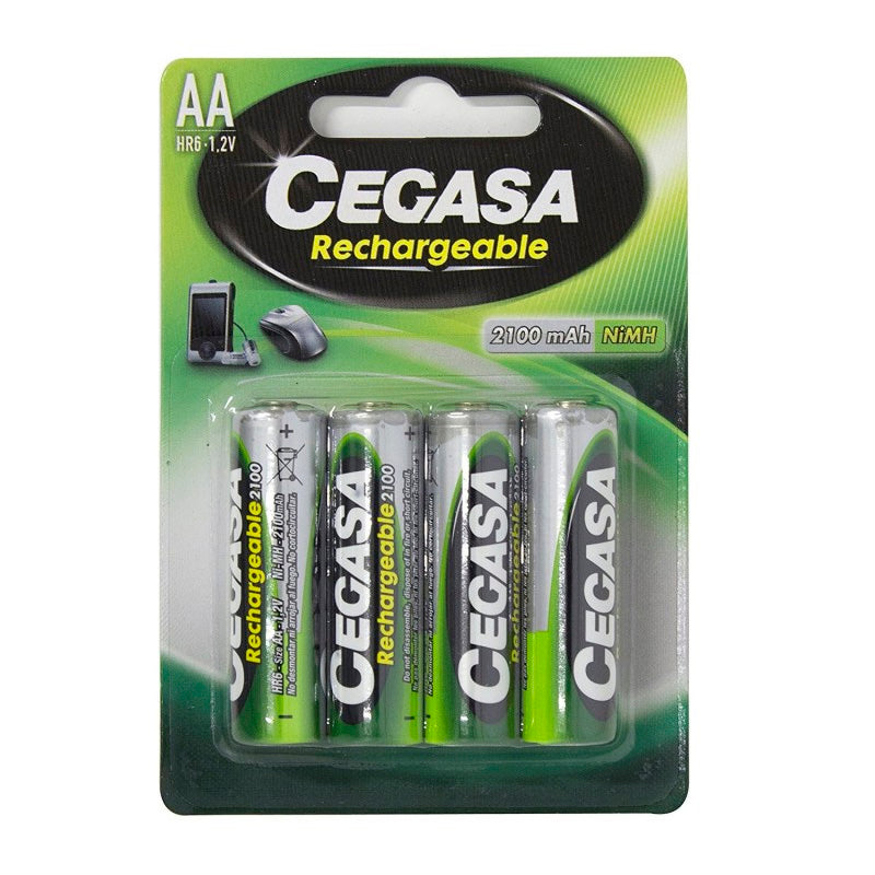 Pilas recargable CEGASA LR6 AA 2100 mAh 1.2V (Pack 4 pilas)
