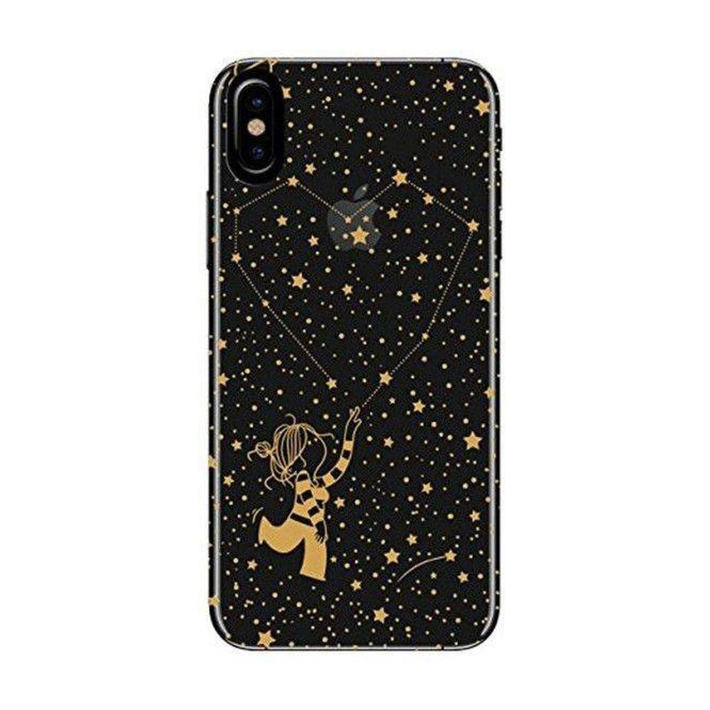 Funda Wondee TPU para Apple iPhone X,Xs diseño original de Estrellas en Dorado.