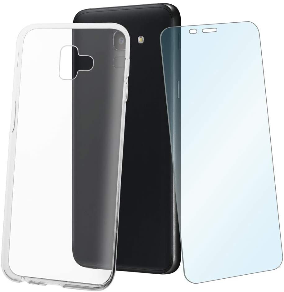 Pack Muvit Samsung Galaxy J6+ funda Cristal Soft transparente + protector vidrio