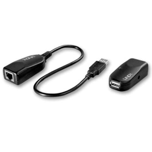 Cable Lindy Cat.5 USB 2.0 ampliador de red Transmisor y receptor de red Negro