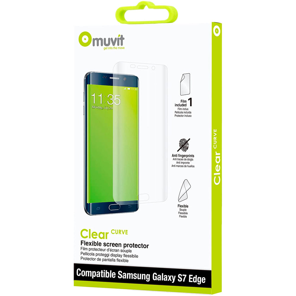 Protector de pantalla Muvit para Samsung Galaxy S7 Edge flexible curvo.