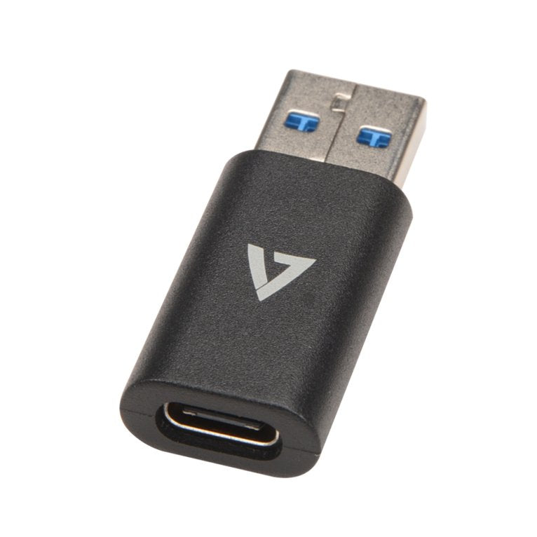 Adaptador V7 USB con conector USB A 3.2 Gen1 macho a USB-C hembra negro