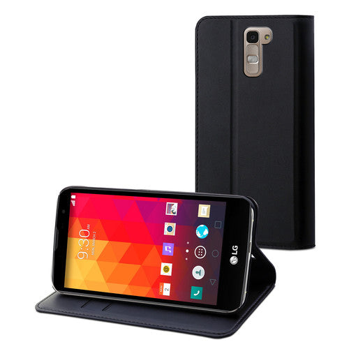 Funda Muvit Wallet Folio con función soporte negra para LG Leon.