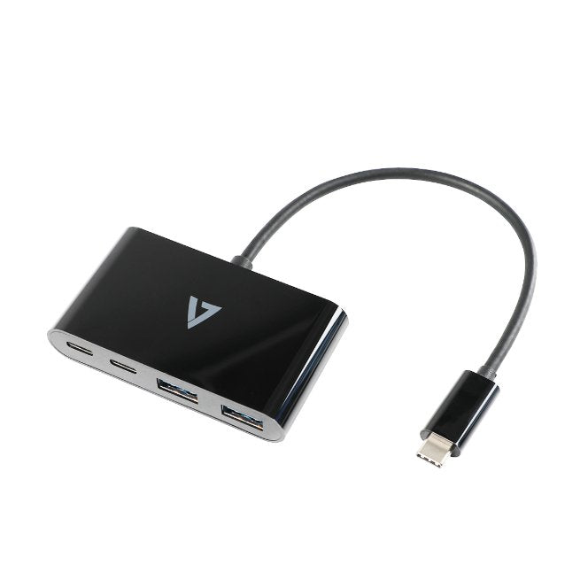 Adaptador V7 USB-C macho a 2 x USB A hembra, 2 x USB-C concentrador hembra USB
