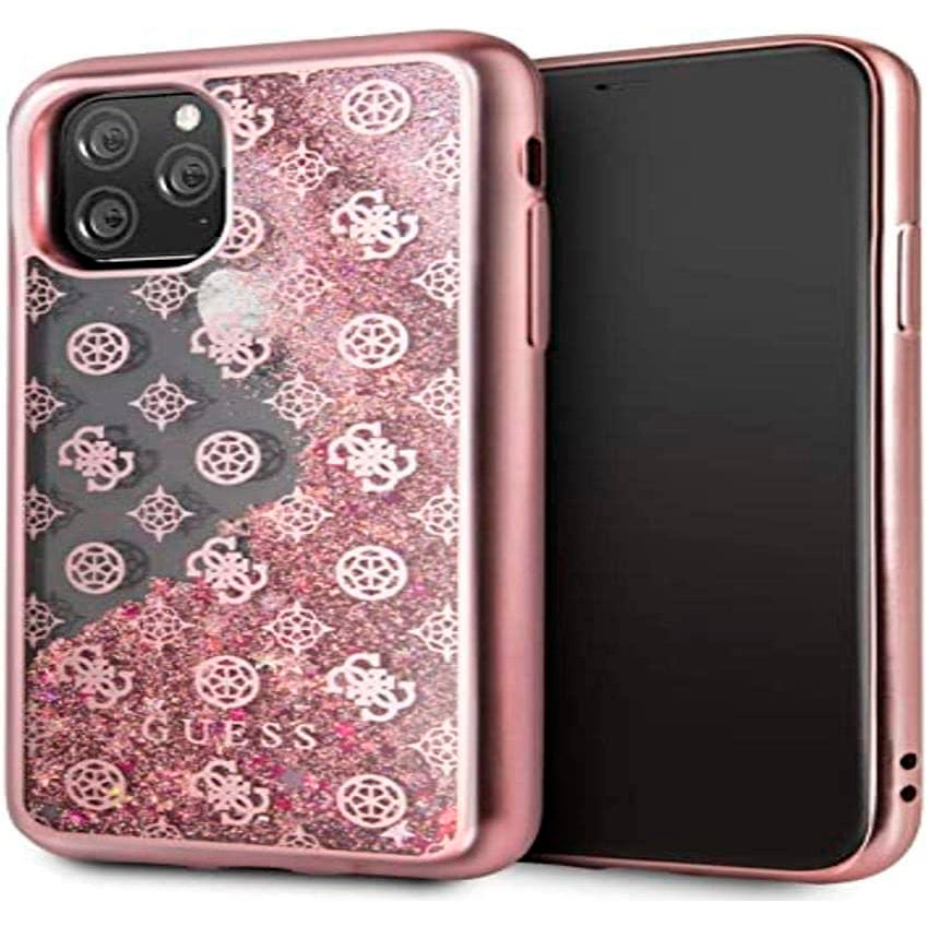 Funda Original GUESS para Apple iPhone 11 Pro PC+TPU Glitter Rosa Dorado.