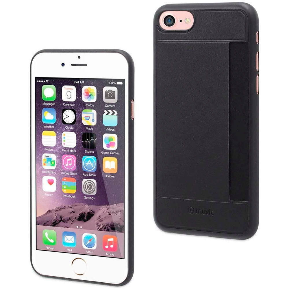 Funda Muvit para Apple iPhone 7 (con Tarjetero Horizontal) Color Gris.
