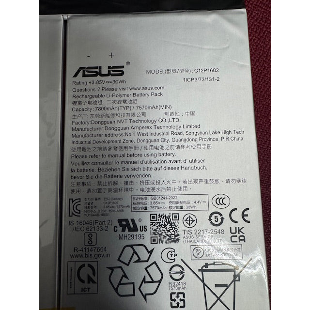 Batería Original Asus para Tablet C12P1602