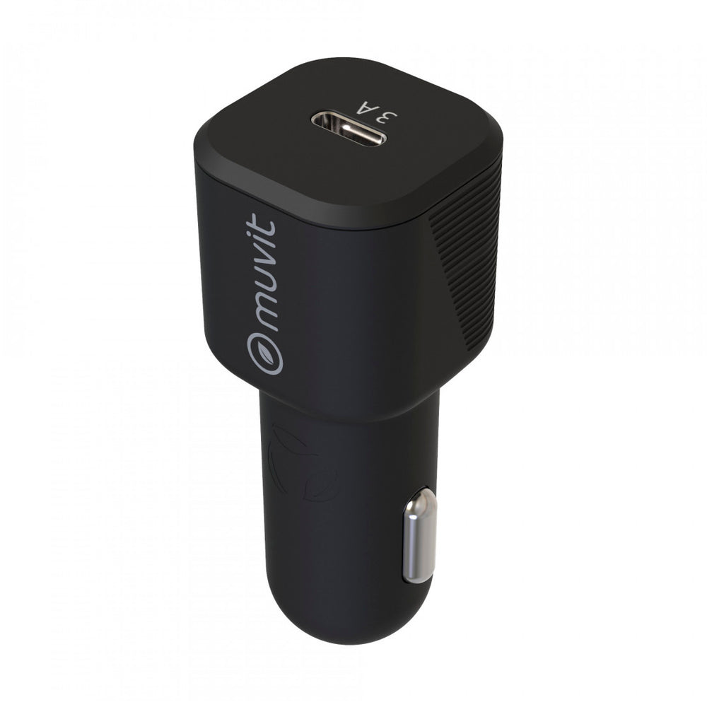 Cargador coche Muvit for Change Tipo C PD 18W negro.