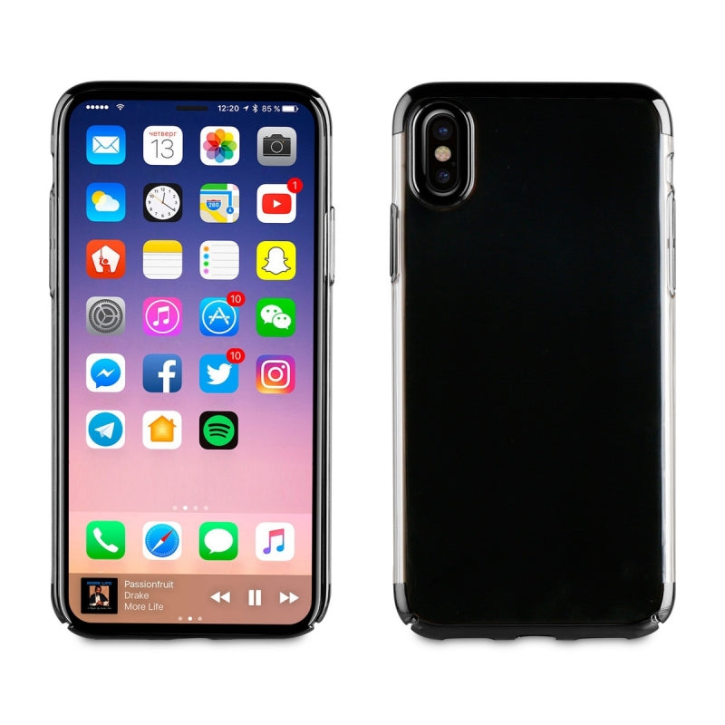 Carcasa Muvit Cristal Apple iPhone Xs/X bordes electoplating negra.
