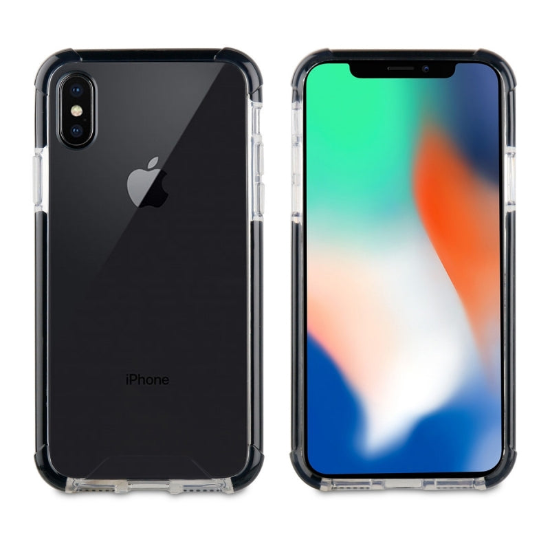 Carcasa Muvit Tiger Hard Apple iPhone Xs/X shockproof 3m transp.+borde negro.