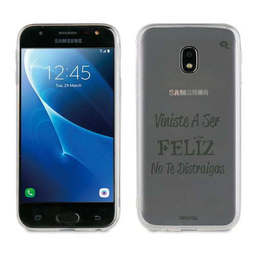 Funda transparente Words Feliz WOCT060 para Samsung Galaxy J3.