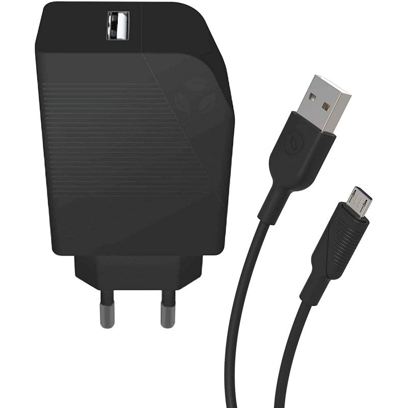 Muvit for Change Pack Cargador USB 2.4A 12W + Cable Micro USB 2.4A 1.2m Negro