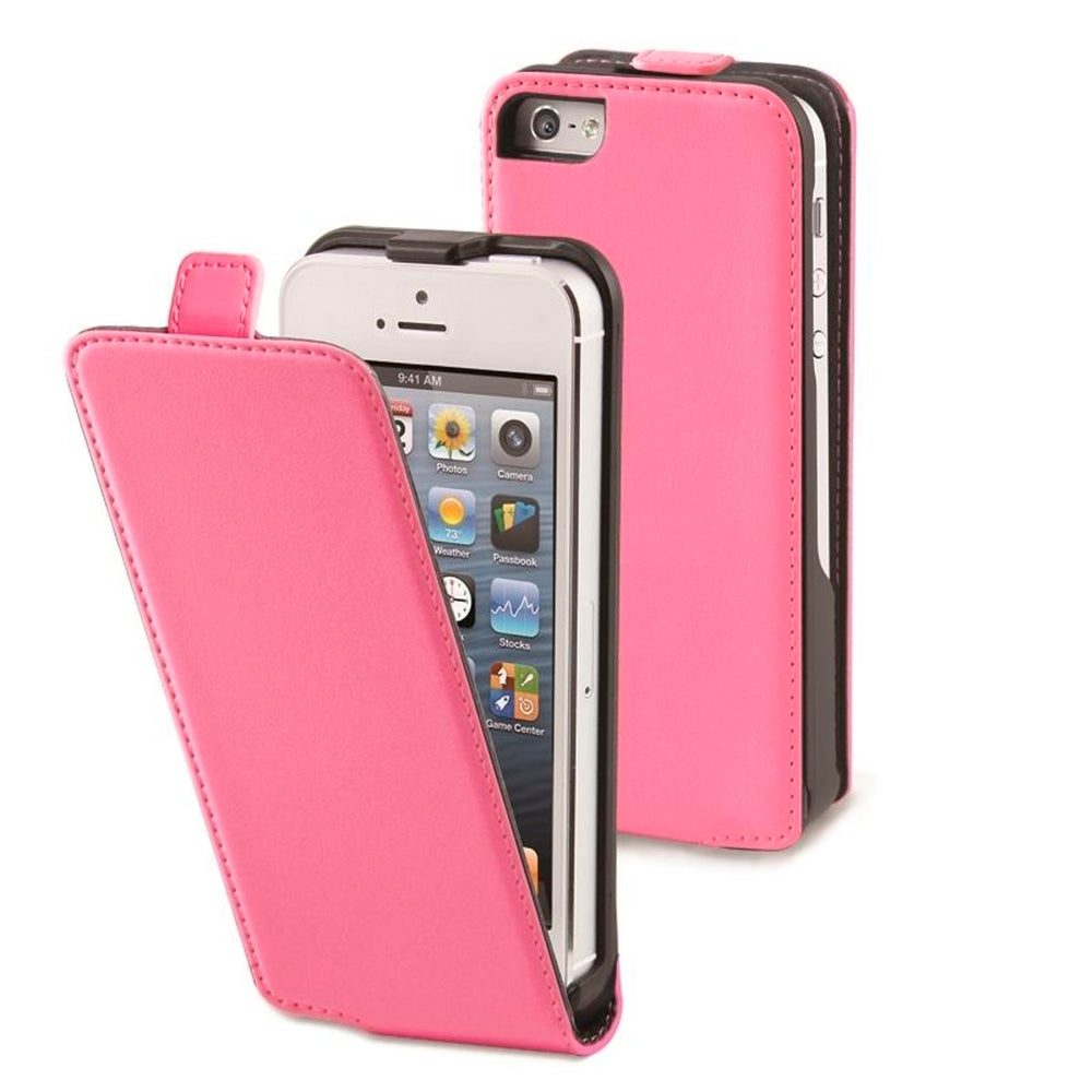 Pack Muvit Apple iPhone SE/5S/5 funda Slim rosa + protector pantalla flexible.