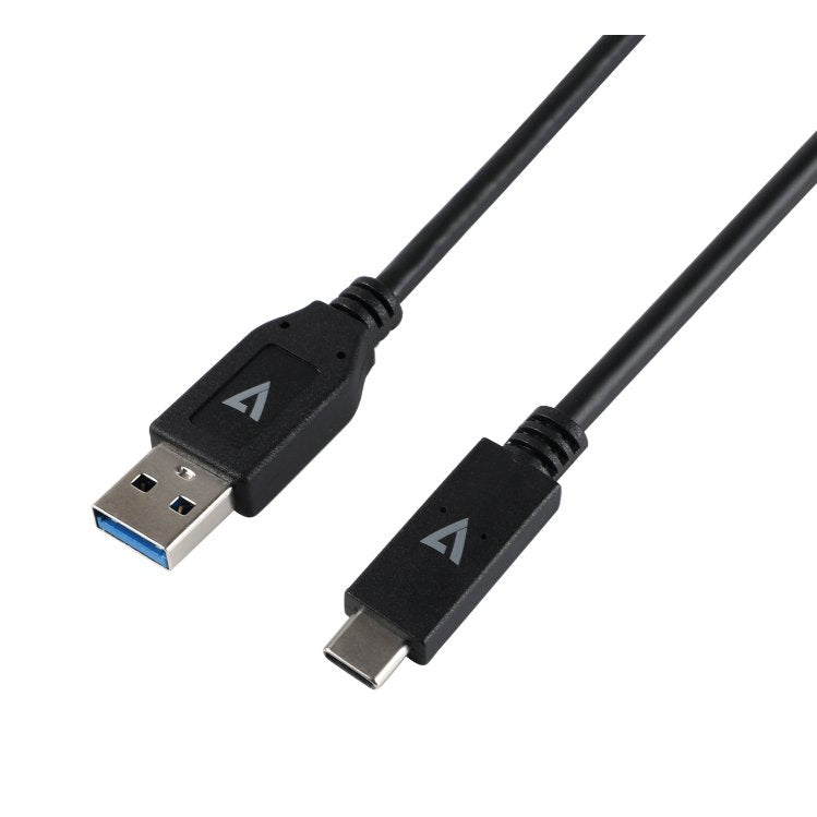 Cable V7 USB negro con conector USB 3.1 A macho a USB-C macho 1m