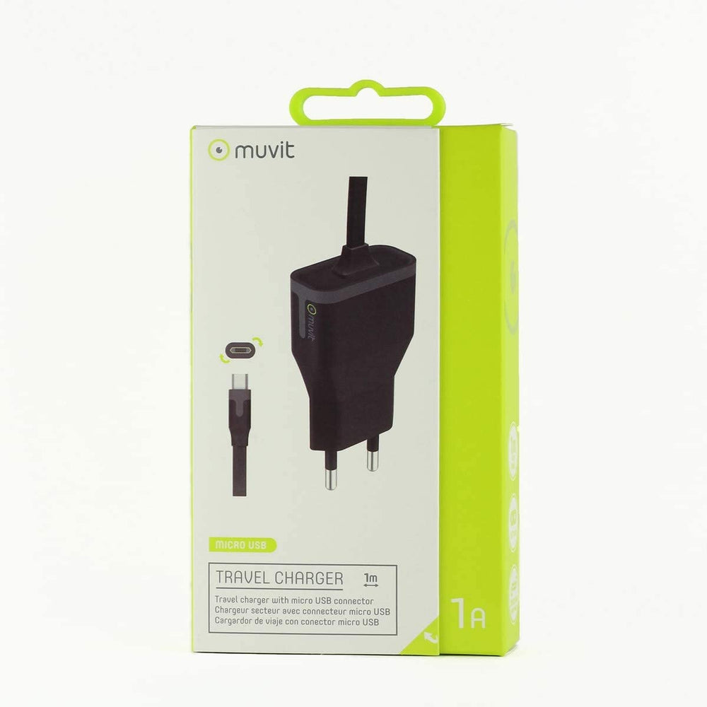 Muvit transformador Micro USB 1A 1m negro.