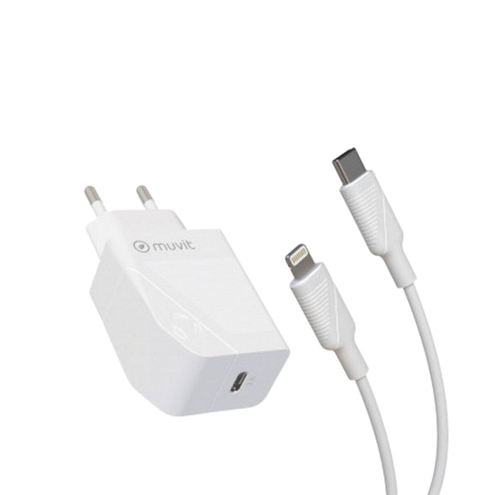 Pack Muvit for Change cargador pared Tipo C PD 20W+cable tipo C a Apple 3A