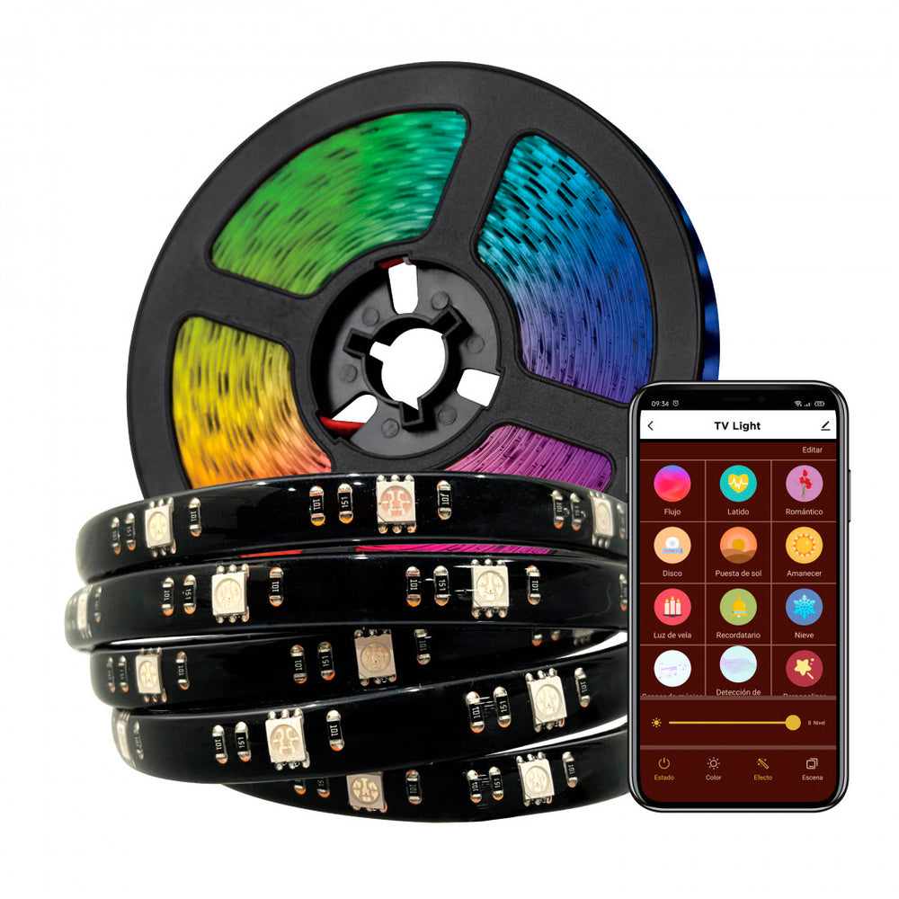 Muvit iO Tira LED USB WiFi TV RGB 3m con sensor ambiental y de sonido*Sin manual