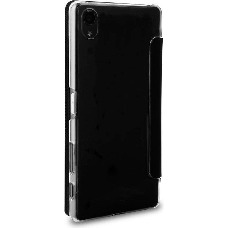 Puro Funda Libro para Sony Xperia X con bolsillo para tarjeta negro.