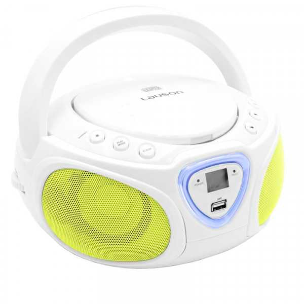 Reproductor CD Lauson CP451 – Boombox LED con USB y Lector SD Blanco