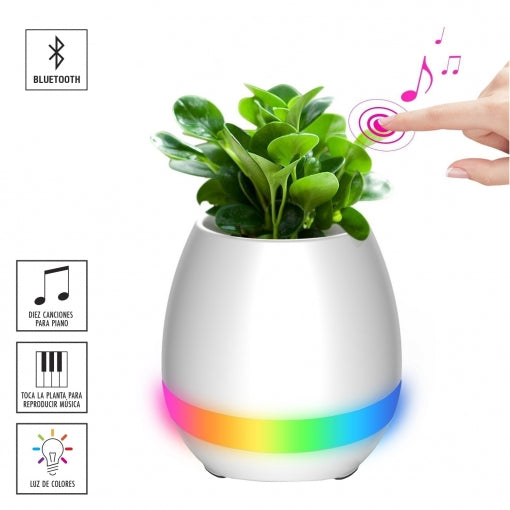 Maceta jardín con altavoz inálambrico y LED multicolor Muvit iO