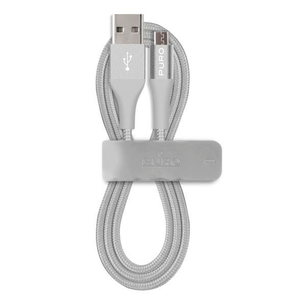Cable PURO USB-Micro usb 2,4A 1m plata.