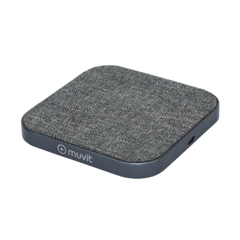 Cargador soporte sobremesa inalámbrico Muvit Qi 5w/7,5w/10w 2a Gris (NUEVO)
