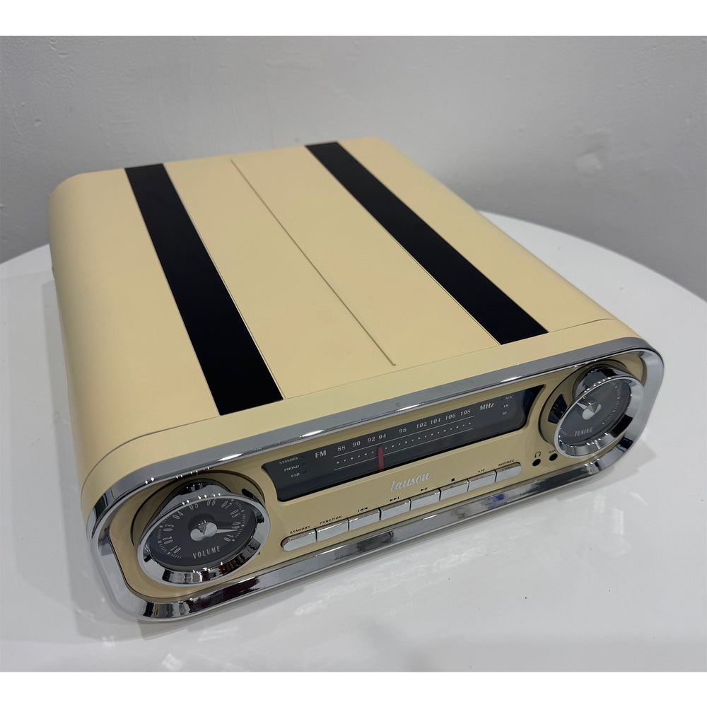 Tocadiscos Lauson 01TT15 vintage BT USB grabación crema Usado *Rota bisagra*