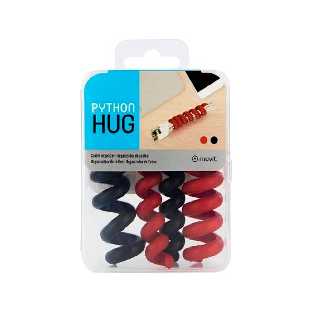 Muvit Organizador antienredos en espiral para Auriculares 4 Unidades Rojo/Negro