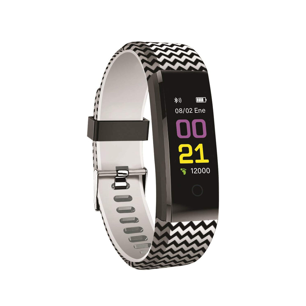 Pulsera de Actividad y Salud Health Pop Forms Zig-zag Negro/Blanco Muvit (NUEVA)