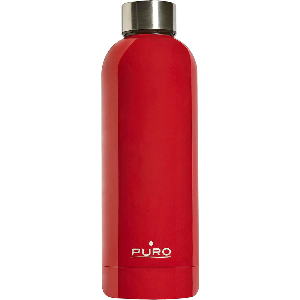 Puro Hot and Cold botella de acero inoxidable doble pared 500ml rojo Usado