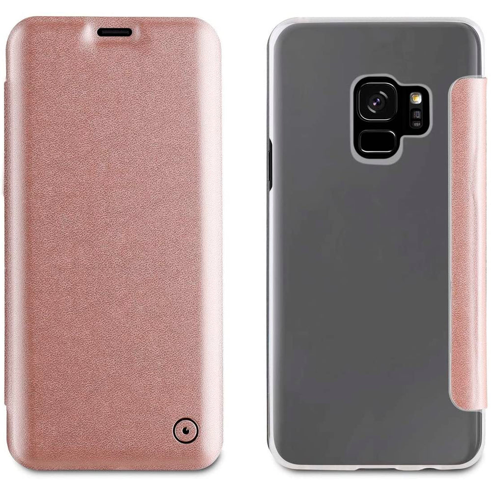 Funda Muvit Folio con Parte Trasera Transparente para Samsung Galaxy S9 Rosa Oro