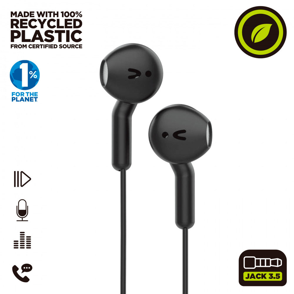 Auriculares estéreo Muvit for Change E56 3.5mm Negro