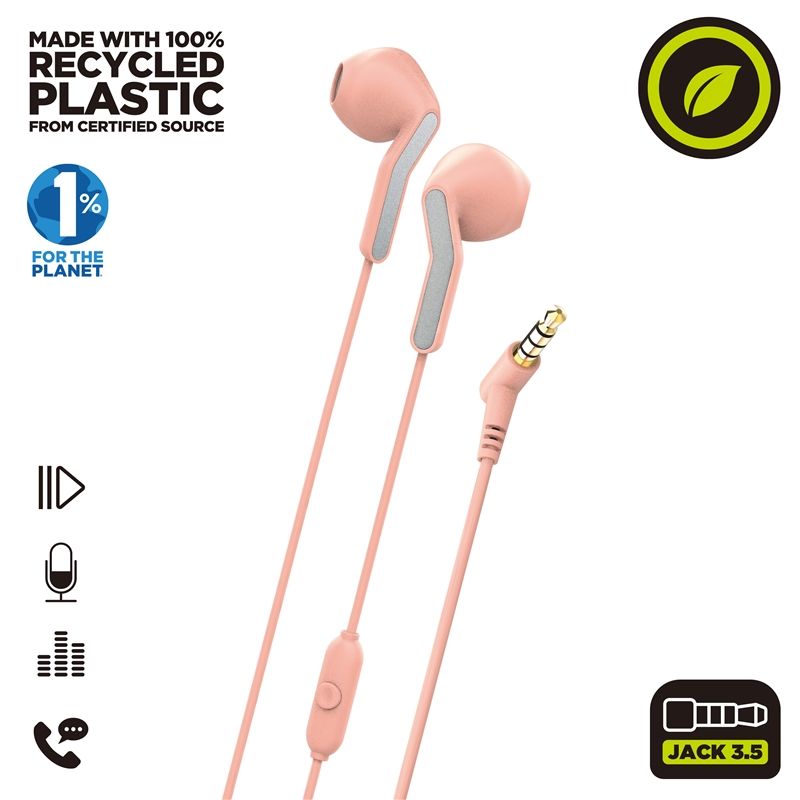 Auriculares estéreo Muvit for Change E56 3.5mm Rosa