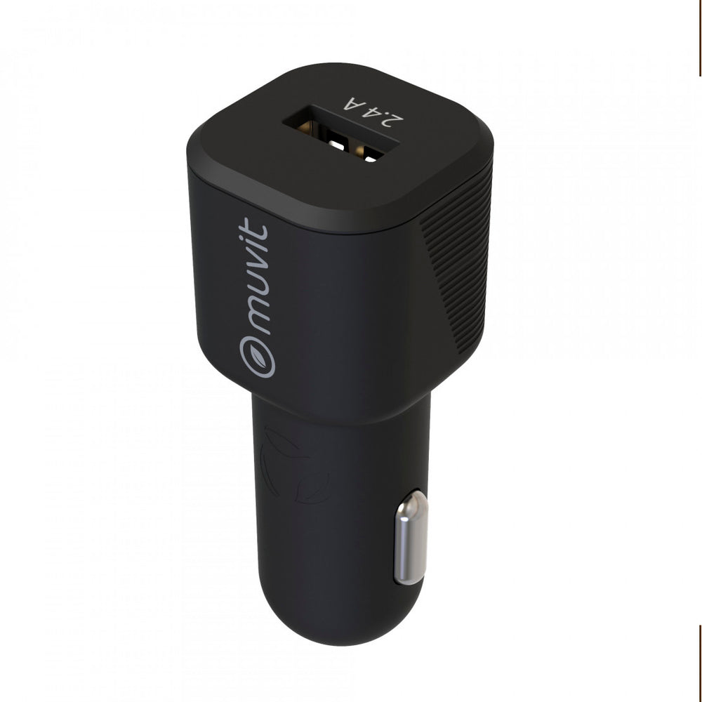 Cargador coche Muvit for Change USB 2,4A 12W negro