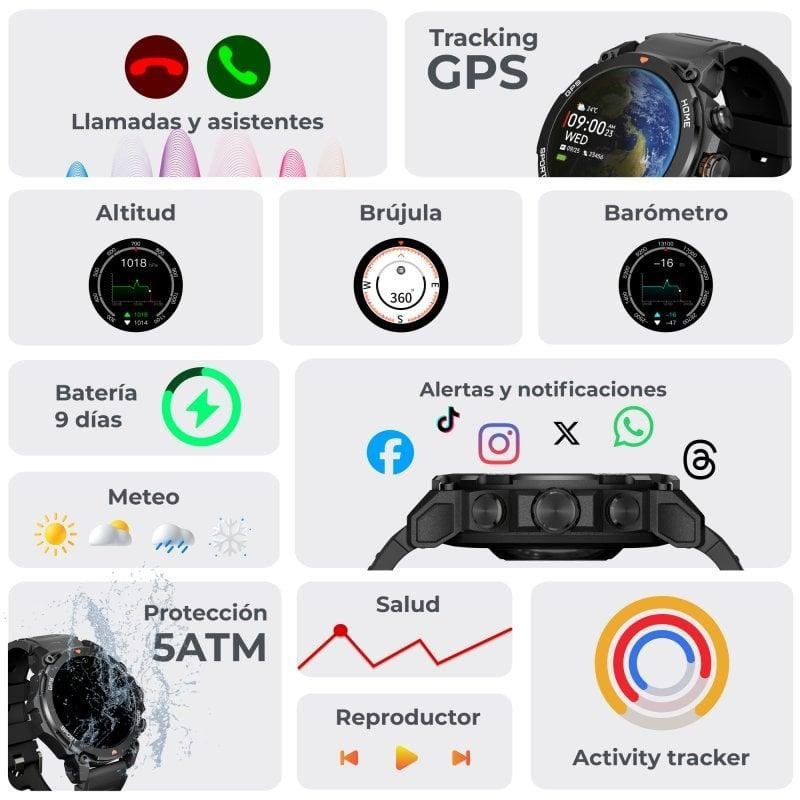 Reloj Smartwatch Ksix Explorer GPS Pantalla AMOLED 1,43 5ATM negro Usado *