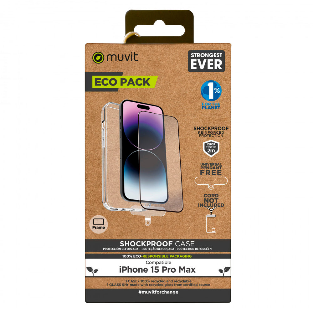 Funda Muvit for Change Shockproof 2m para Apple iPhone 15 Pro MAX + Protector