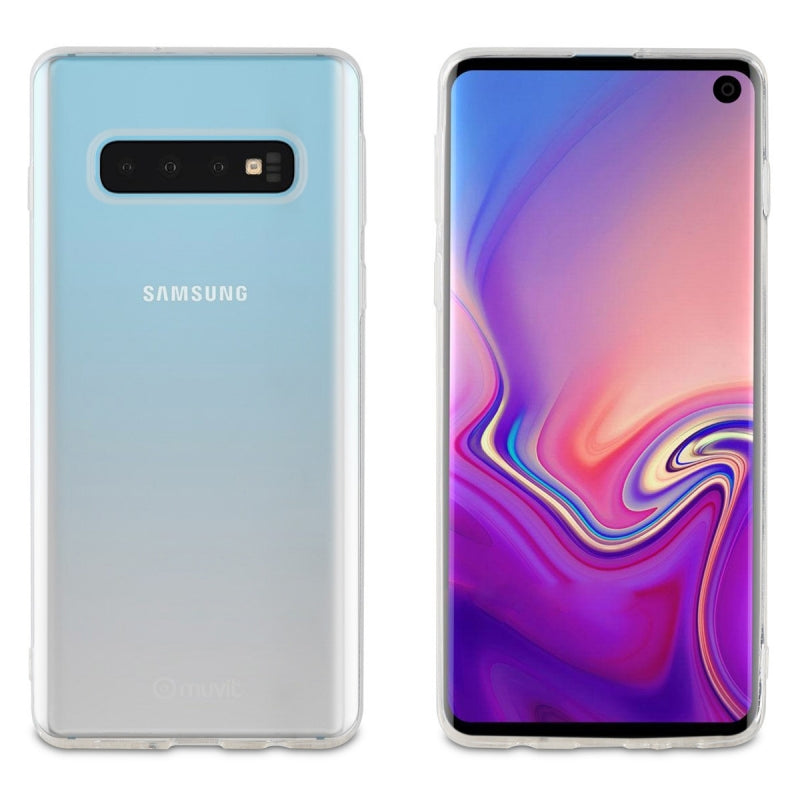 Funda Muvit Cristal Soft Samsung Galaxy S10 transparente.