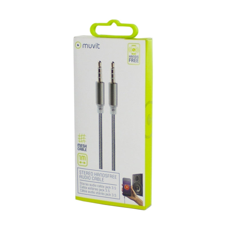 Cable Audio Muvit con micrófono 3.5mm/3.5mm 1,5m gris