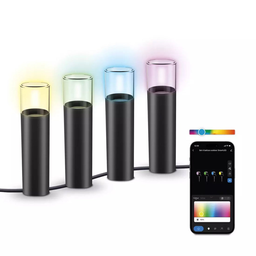 Set 4 balizas outdoor SmartLED KSIX WiFi + APP incluida 12W 200 lúmenes IP65