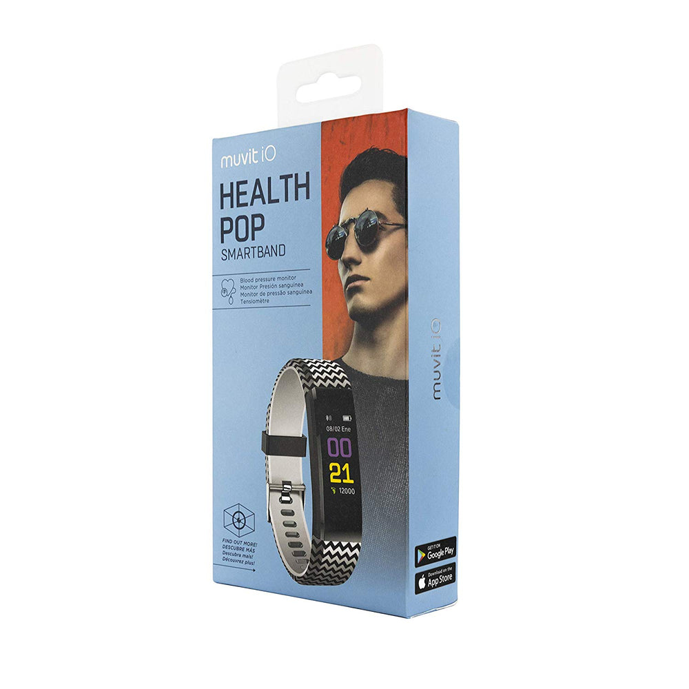 Pulsera de Actividad y Salud Health Pop Forms Zig-zag Negro/Blanco Muvit (NUEVA)