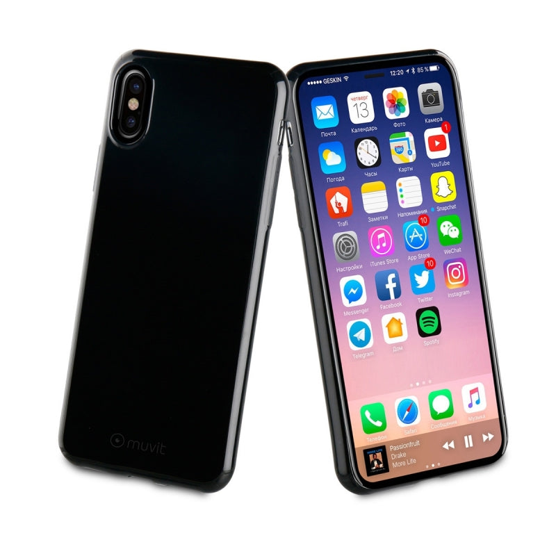 Funda Muvit Cristal Soft Apple iPhone Xs/X ultra fina negra.