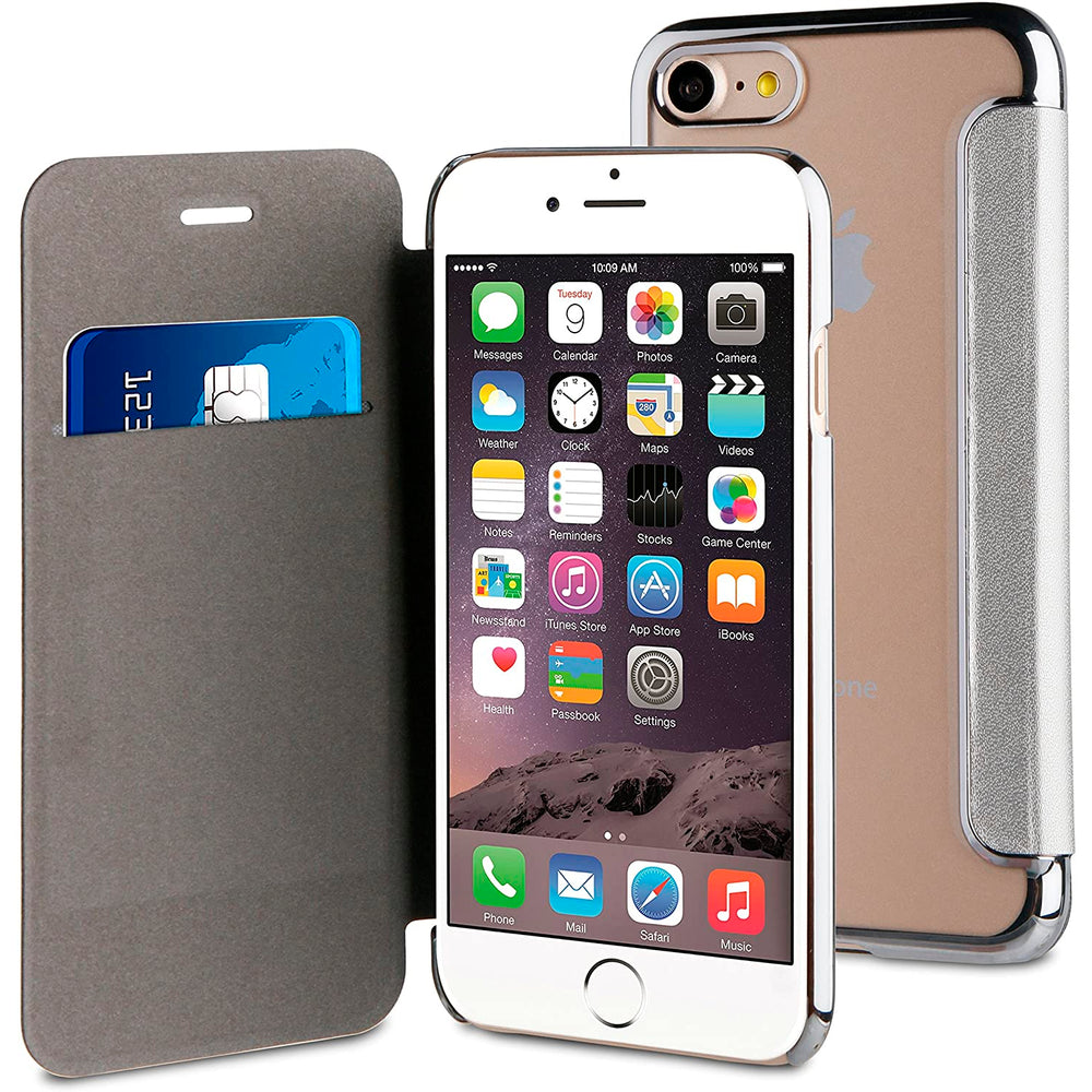 Funda Muvit Life Bling Folio con Marco Plata para Apple iPhone 7/8