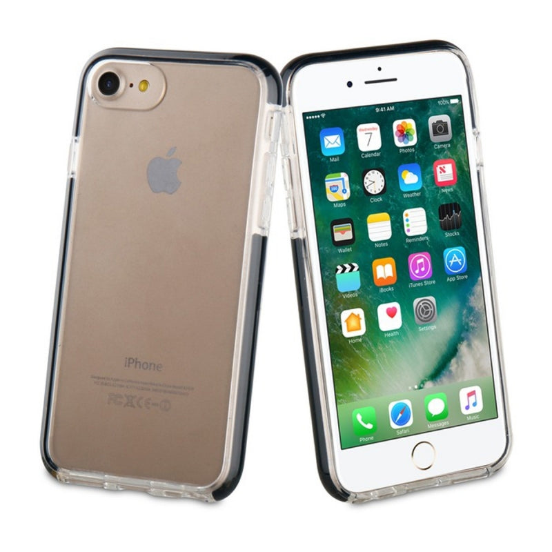 Funda Muvit Tiger Shockproof 2m transparente bordes Negros para iPhone 8/7/SE