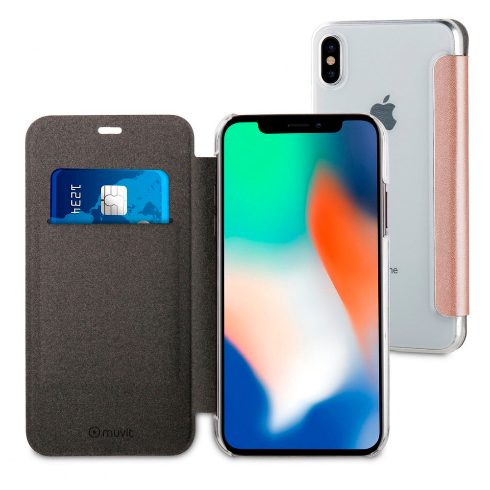 Funda Folio Muvit para Apple iPhone Xs Max oro rosa