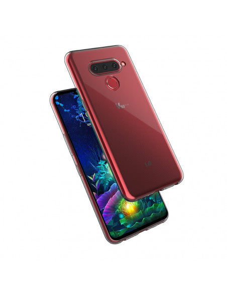 Pack Muvit Cristal Soft para LG V50 transparente+Protector vidrio templado plano