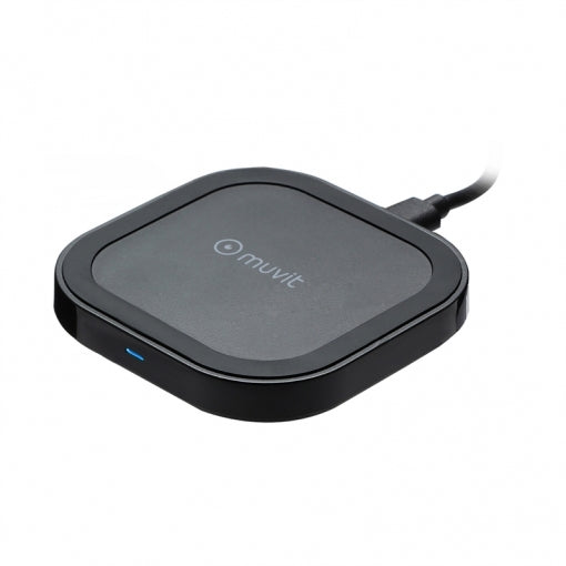 Cargador soporte sobremesa inalámbrico Muvit iO 10w 2a Negro *Embalaje dañado*.