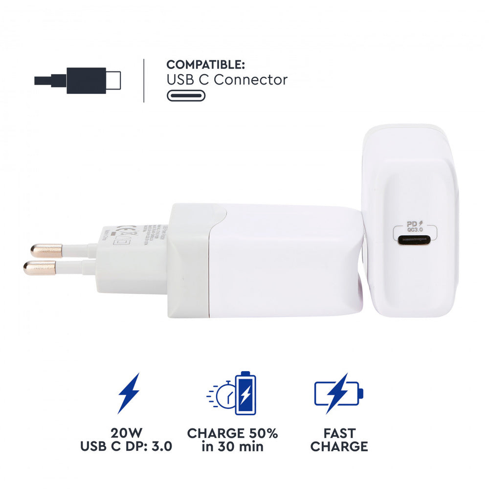 Transformador Myway Tipo C PD 20W blanco