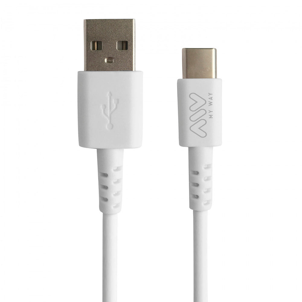 Pack Myway cargador de pared USB 2A + cable USB C 1m blanco
